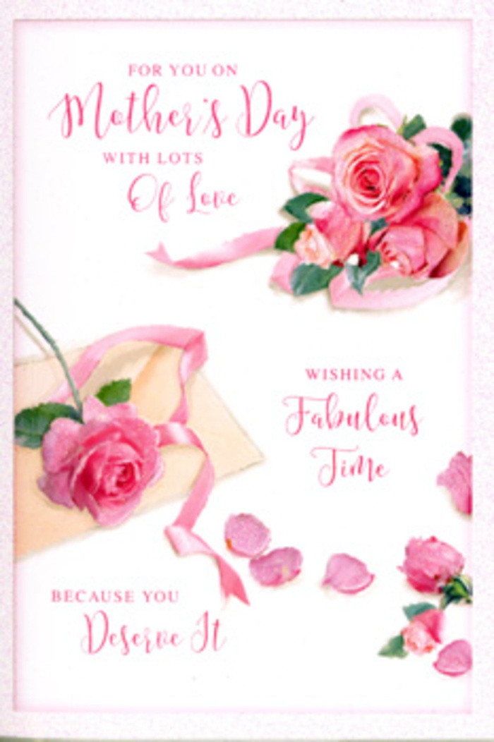 The Mother's Day card portrayed here is designed as though it were a flat-lay photograph of a floral arrangement on a white tabletop in Wood Green, making the viewer feel close to the texture and detail of each element. A cluster of pink roses sits prominently across the lower half of the card, with blooms in various stages of openness: some fully unfurled, revealing their layered hearts, and others holding onto a tighter, more bud-like form. The petals exhibit a range of pinks from pale blush to a medium rose hue, with gentle shading that lends depth and realism, as if they had just been misted with water in a florist's workshop off Wood Green High Road. Scattered around this central grouping are loose petals and a few smaller roses, placed with a relaxed, natural rhythm that suggests the easy scatter of blossoms emptied from a bouquet wrap. A slim ribbon in a complementary pastel tone coils among the flowers, forming a soft loop that draws the eye and hints at the finishing bow on a hand-tied arrangement. Above and around the roses, flowing calligraphy spells out a warm Mother's Day message, the letters slightly elongated and curling, echoing the organic shapes of the petals and ribbon. The background remains clean and bright, providing contrast that allows the pink flowers to stand out vividly while maintaining an overall softness. The result is a card that feels gentle and heartfelt, like a quiet pause in a busy Wood Green day, where a mother is honoured with both words and the timeless beauty of roses.