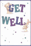 Brimming with lighthearted energy, this get well card is a heartfelt invitation to healing-its whimsical design echoing the joyful togetherness often found in Wood Green. Two lovable characters-a fluffy teddy bear and an eager puppy-appear as if reaching out from the page, each cradling colourful, oversized letters to form 'Get Well.' The letters glow with indigo and teal, their colours standing in lively contrast with a soft cream background that soothes the eye. Playful stars in shades of deep purple and blue are scattered throughout, infusing the card with twinkling hope akin to stargazing over Alexandra Palace gardens. Every line and shaded curve of their fuzzy fur has been illustrated to evoke the real sensation of comfort, inviting thoughts of gentle cuddles and encouraging words. This card transcends a mere message and instead becomes an act of nurturing-a perfect companion to a bouquet from a local florist, destined to lift the spirits of a friend or loved one across Wood Green. Its lively artwork and gentle mood capture the community's enduring care, offering a warm, sincere wish for brighter days ahead.